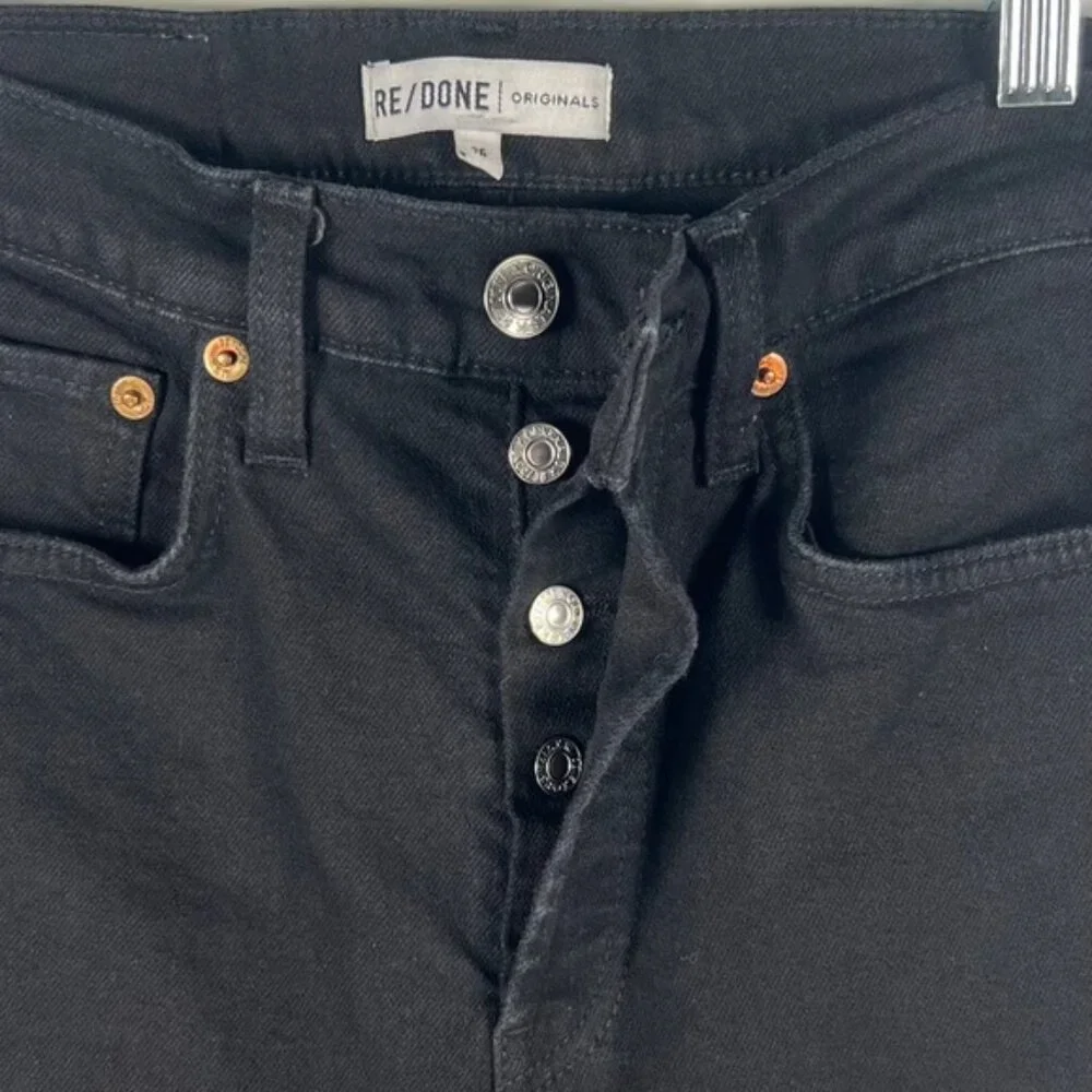 NWOT RE/DONE ORIGINALS Stove Pipe High Rise Raw Hem Jet Black SELF/CORP Jeans 26